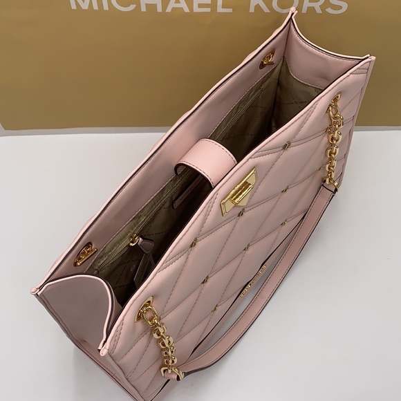 MICHAEL KORS SERENA LARGE EAST WEST CHAIN SHOULDER TOTE POWDER BLUSH COLOR - Picture 4 of 16